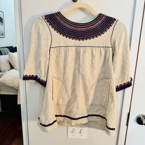 ISABEL MARANT ETOILE linen embroidered top